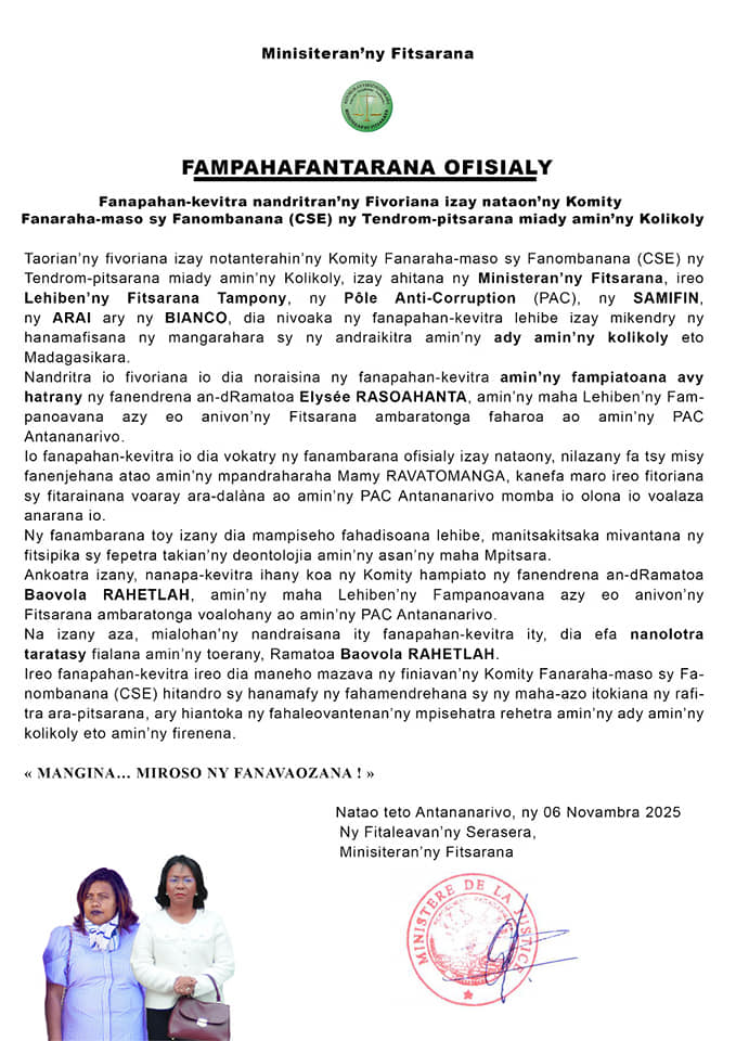 FAMPAHAFANTARANA OFISIALY