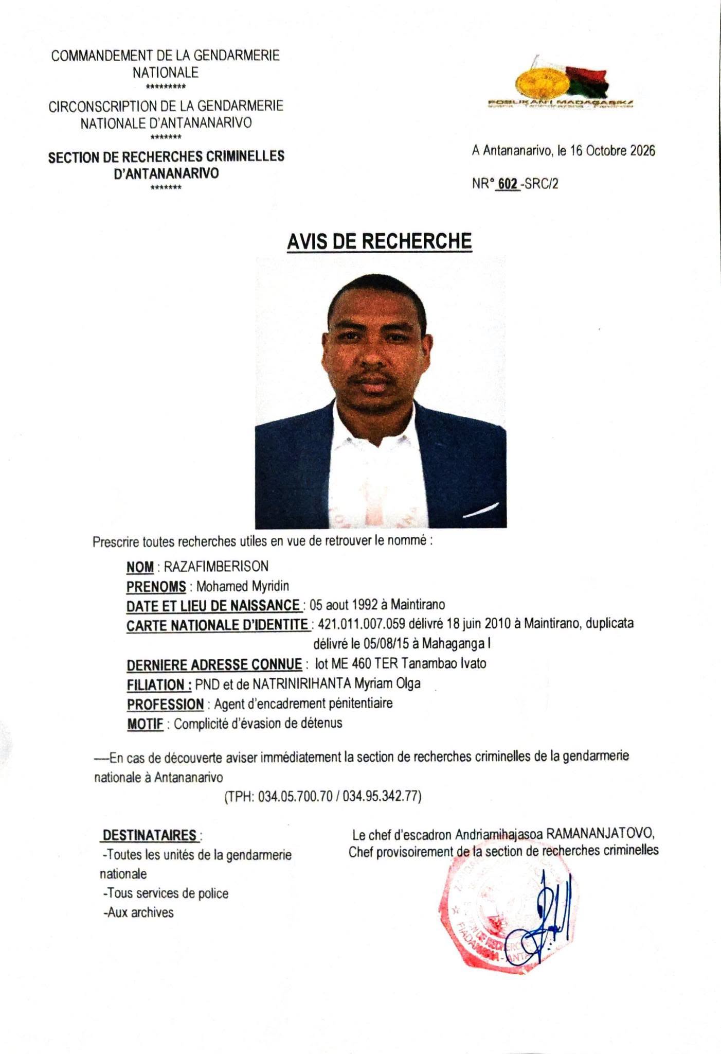 Avis de recherche